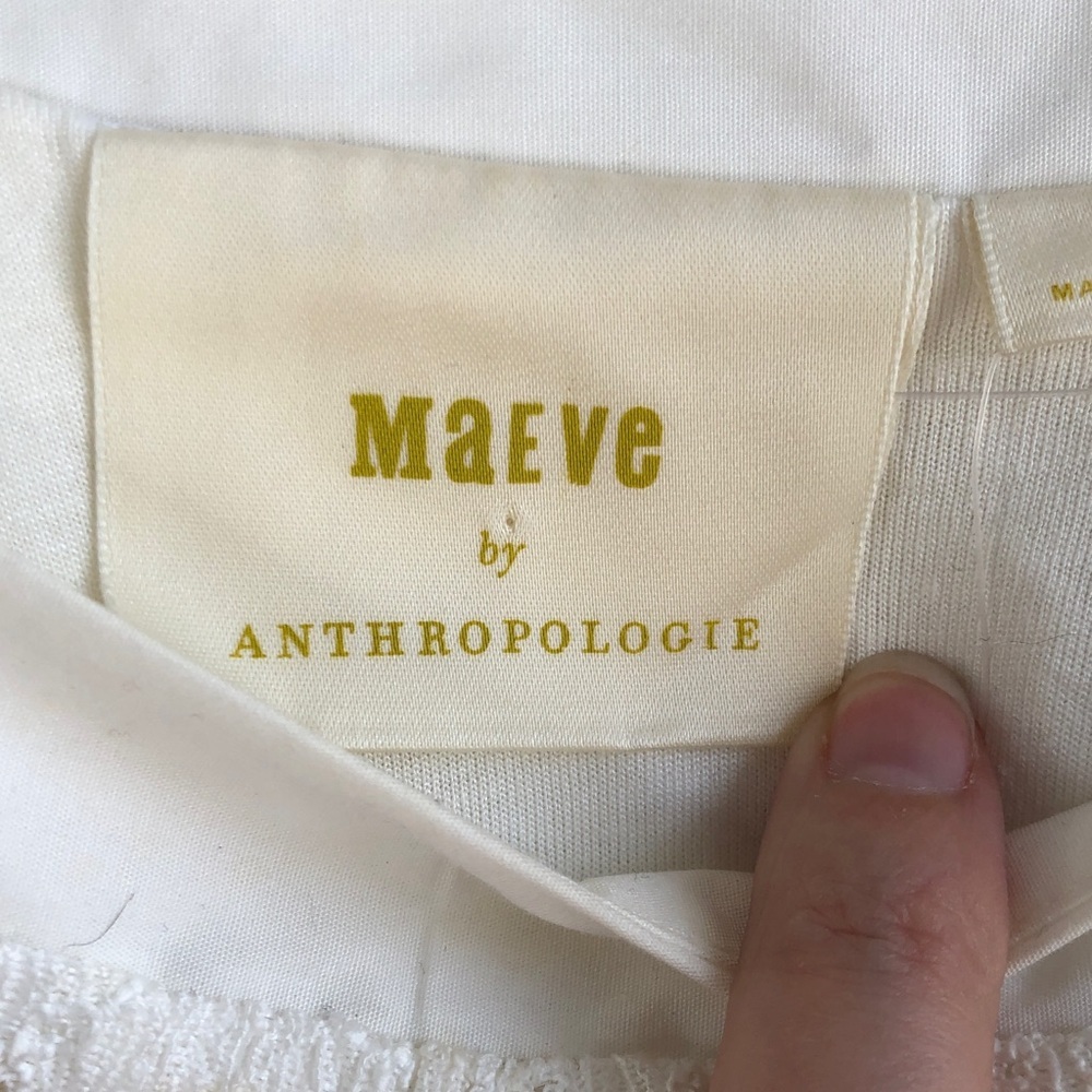 Maeve Anthropologie White Eyelet Puff-Sleeve Square-Neck Dress - Picture 8 of 14
